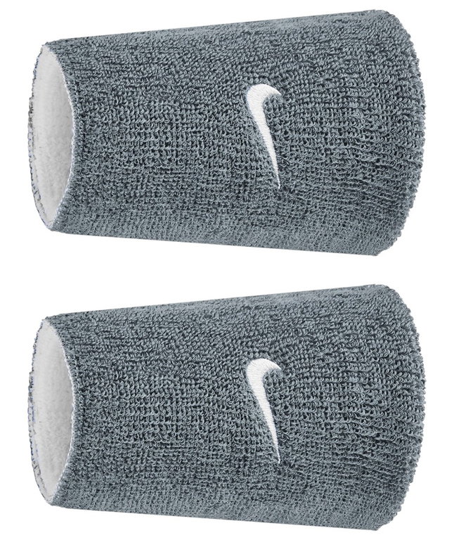 Nike Schweissband Swoosh Classic Reversible Doublewide Jumbo (Baumwollmix) 2025 grau/weiss - 2 Stück